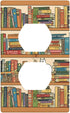 Moslion Cat Bookshelf Wall Plate Covers Sleeping Kitten Library Books Box Camera Flowers