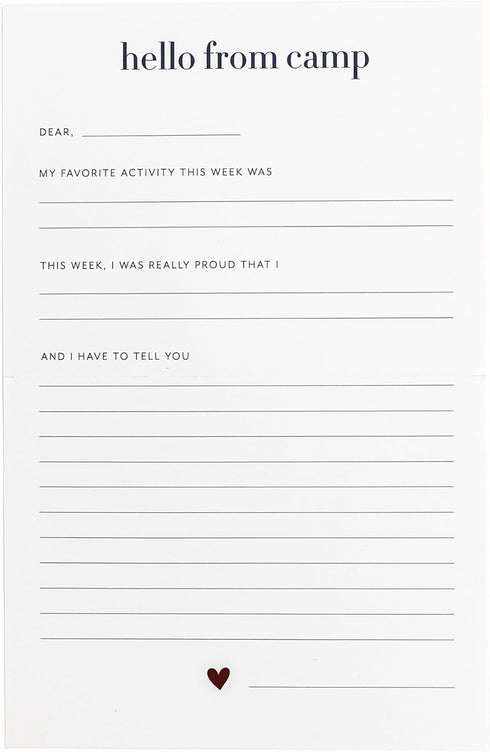 Sugar Paper Camp Notes Set, 12 Prompted Notes with Envelopes, 6.25" x 2" x 5" Storage Box with Dividers for Camp Letters