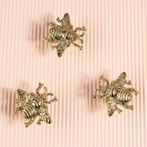 SANCHAKOU 2 Pack Metal Cabinet Handles Brass Bedside Table Small Bee Handle Wardrobe Cabinet Drawer Shoe Cabinet Handle