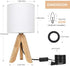 HAITRAL Small Bedside Table Lamp - Wooden Tripod Nightstand Lamp for Bedroom, Living Room, Office, Farmhouse, Home