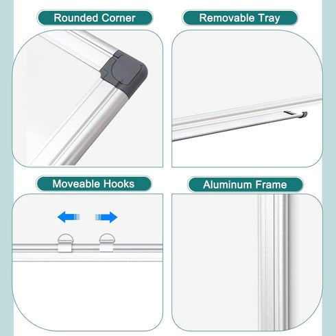 Double Sided Magnetic White Board, 36"x24" Dry Erase Whiteboard with Aluminum Frame for School Office