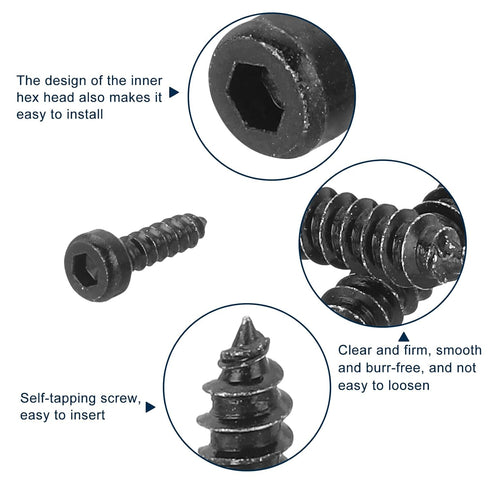 uxcell M2 Hex Socket Head Cap Self-Tapping Screw, 40Pcs M2x8mm 304 Stainless Steel, Hex Drive, Black