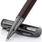 WEMATE Wood Rollerball Pen Set, Fancy Writing Pen with 2 Extra Ink Refills (1 Black & 1 Blue), Black Oak