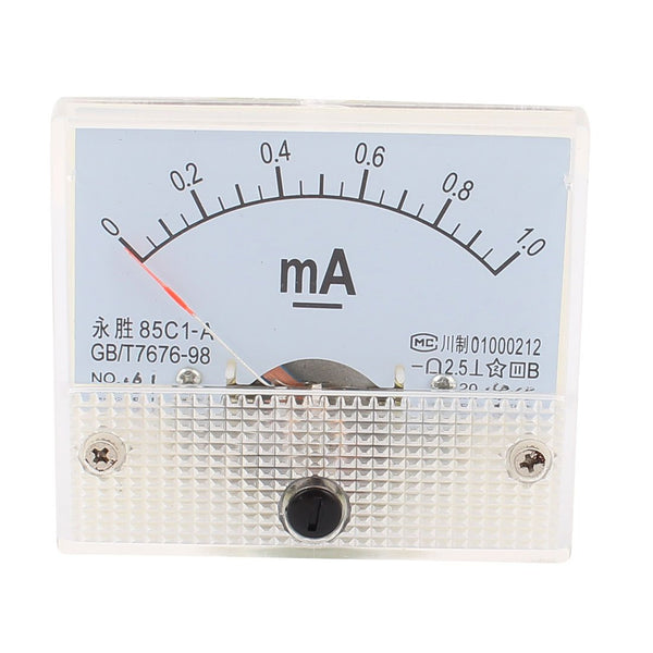 uxcell Analog Current Panel Meter 0-1mA 0.05A Scale 85C1 Ammeter for Automotive Circuit Testing, Pack of 1