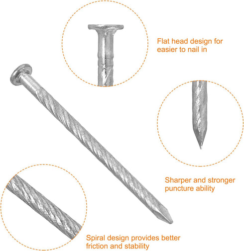 uxcell 25Pcs Fence Deck Nails, 1 9/16 Inch 304 Stainless Steel Spiral Deck Nail for Woodworking