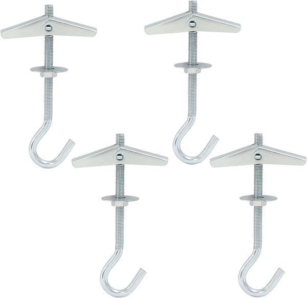 Hordion 4 Packs Heavy Duty Plasterboard Ceiling Hooks, Spring Toggle Wing Bolts Hanger for Hanging Plants