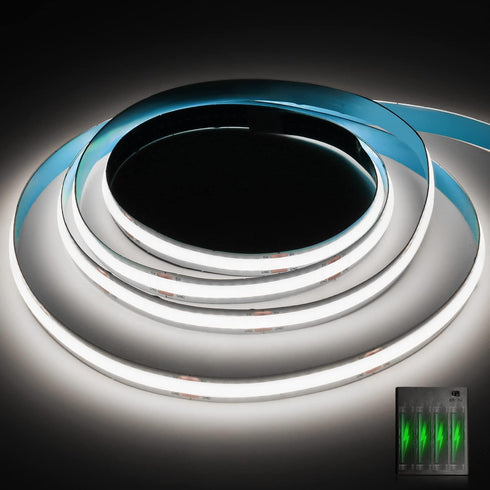 Smacen Battery Powered COB Led Strip Lights, 4.92Ft Battery Operated 6000K Cool White