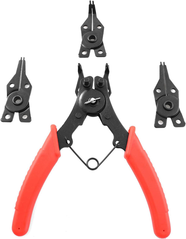 Snap Ring Pliers TAODAN 1Set 4 In 1 C Clips Removal Set for Automotive Repair, Interchangeable Jaw Head
