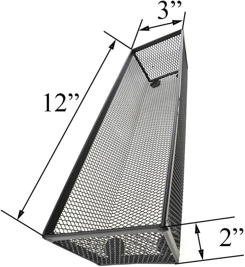 HAHIYO Stackable Mesh Tray Cup, 12 x 3 x 2 inches, Sturdy Container for Desk Drawer Organizer (2 Pack, Black)