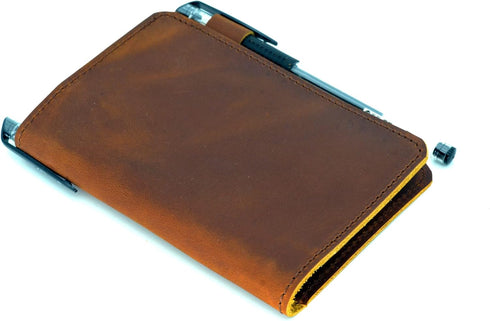 Leather Cover for Rite in The Rain & Rocketbook Mini Notebooks, Top Bound Spiral Notebook Holder, 3" x 5" Brown