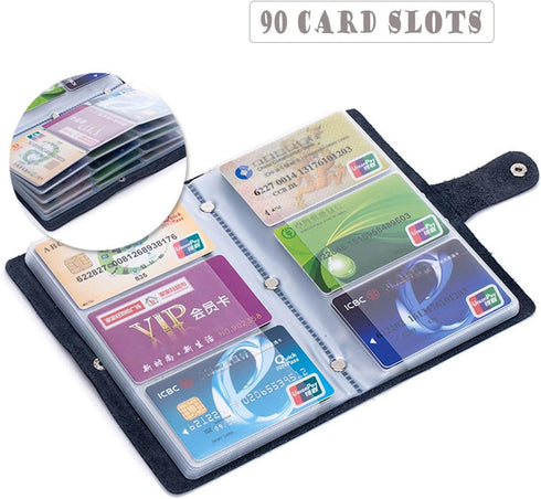 boshiho Leather Credit Card Holder, Business Card Case Book Style, 90 Count Name ID Card Holder
