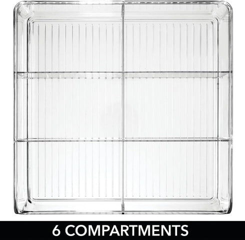 6 Closets, mDesign Plastic Home Office Wide Bin Organizer with Compartments for Cabinets, Drawers, Desks, Tables