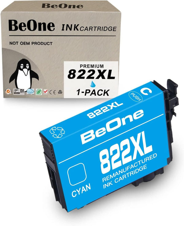 BeOne 822XL Ink Cartridges Remanufactured Replacement for Epson 822 XL, Workforce Pro WF-3820 Printer