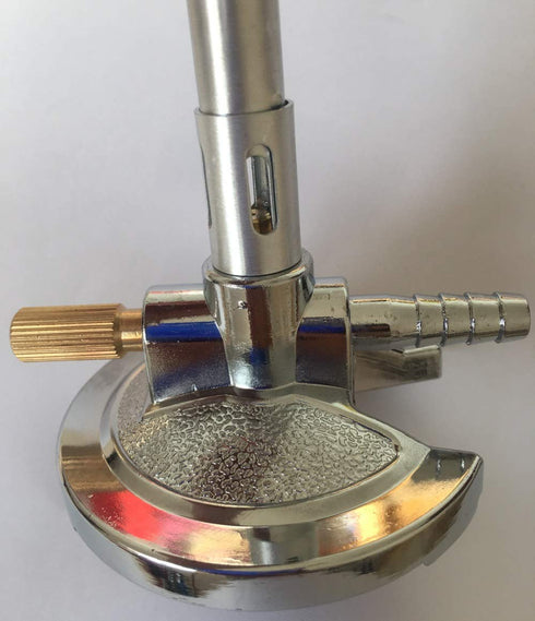 Lab Bunsen Burner with Air & Gas Adjustment, Flame Stabilizer for Natural Gas & Propane
