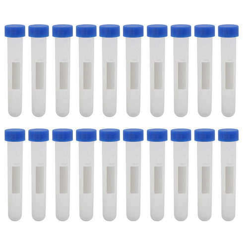Centrifuge Tubes 10ml Round Bottom Plastic Test Tube Vials with Graduation and Writing Area, Pack of 20
