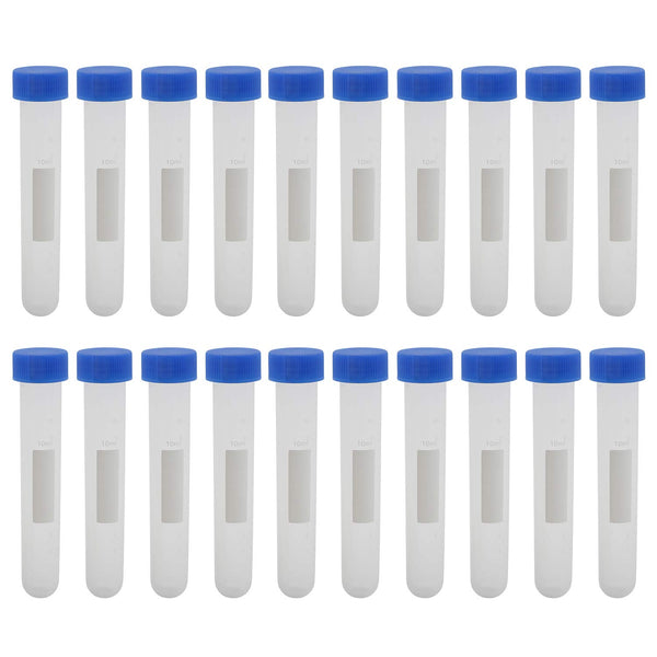 Centrifuge Tubes 10ml Round Bottom Plastic Test Tube Vials with Graduation and Writing Area, Pack of 20