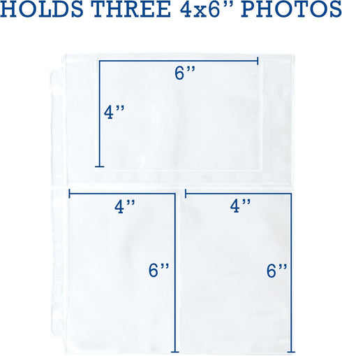Samsill 50 Pack Ultra Clear 4x6 Photo Album Pages for 3 Ring Binder, Archival Photo Sleeves, 300 Total Photos