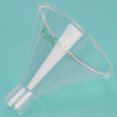 Glass Powder Funnel Short Stem Funnel Heavy Wall Borosilicate Glass 100 mm Top Diameter