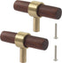 Piutouyar 2 Pcs Walnut Cabinet Pulls, Single Hole Wood Drawer Handle Knobs, 60