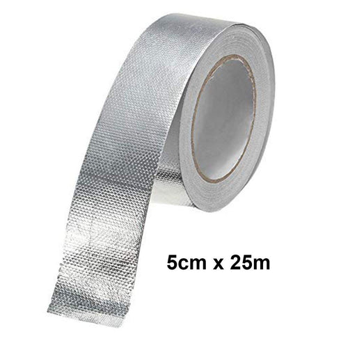 Glass Fiber Cloth Aluminum Foil Tape, HAOT Fireproof Self-Adhesive Tape, 2" x 82' Roll, Silver