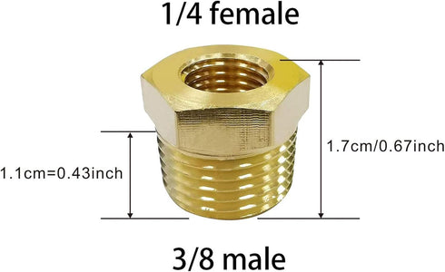 Midanya 1/4-Inch Female Pipe x 3/8-Inch Male Brass Pipe Fitting Reducer Adapter, 2 Pieces