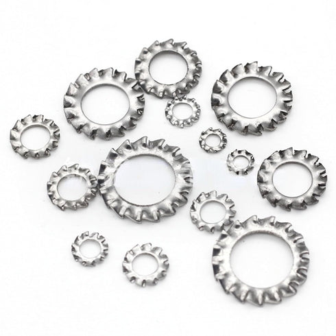 700pcs Galvanized Serrated Tooth Lock Washer Flat Washer Set for Electrical Connections, M3/M4/M5/M6/M8