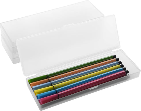 ZneOkoay 3 Packs Small Plastic Pencil Case Clear Boxes Stationery Storage Case with