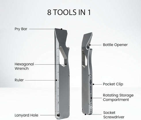 Set, OKNIFE Opry Multitool EDC Titanium Pry Bar Bottle Opener, Nail Puller with Hex Wrench, Screw and Pocket Clip