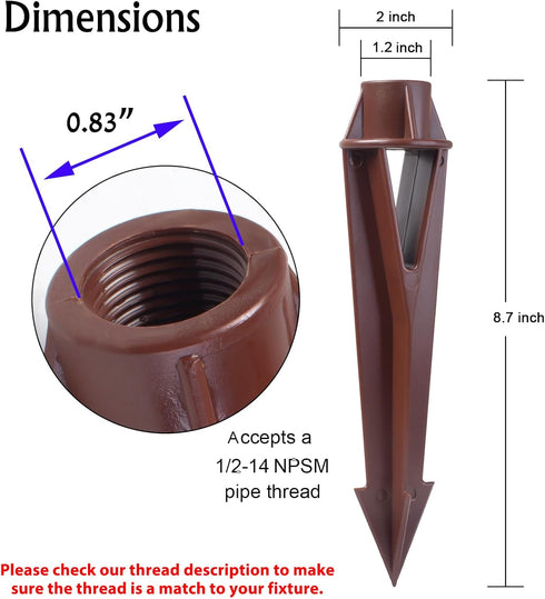 Ground Spike Stake Replacement for Low Voltage Landscape Lighting, High-impact ABS Construction for Spot Lights