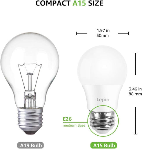 Lepro LED Refrigerator Light Bulb - 40W Equivalent Waterproof Appliance Bulb Replacement for Frigidaire, 2 Pack