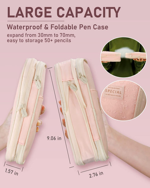 Nicpro 47PCS Aesthetic School Supplies in Big Capacity Pen Case, Cute Pastel Mechanical Pencils 0.5, 0.7, 0.9 & 2mm Lead