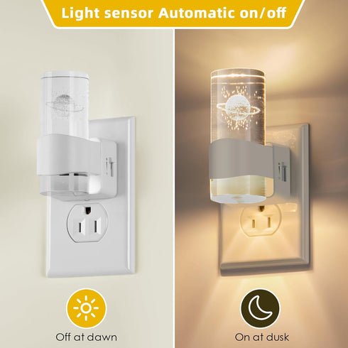 FLMAQE 2 Pack, Dimmable, 0-100 3000K, LED Night Light Dusk to Dawn Sensor, LM Adjustable Brightness, Wall Mounted