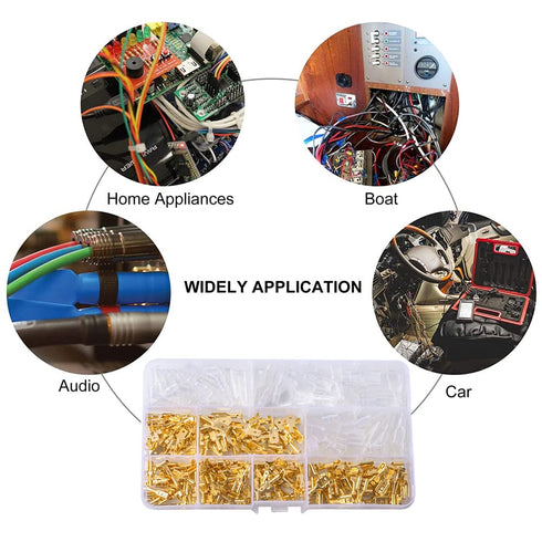 315PCS Quick Splice Male and Female Wire Spade Connector Crimp Terminal Block Assortment Kit with Insulating Sleeve