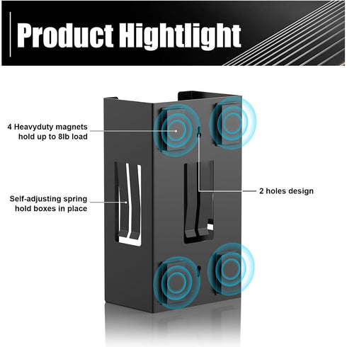 Mxsapve Magnetic Glove Box Holder, Disposable Glove Dispenser Wall Mount, Metal Glove Rack Organizer for Rubber Latex