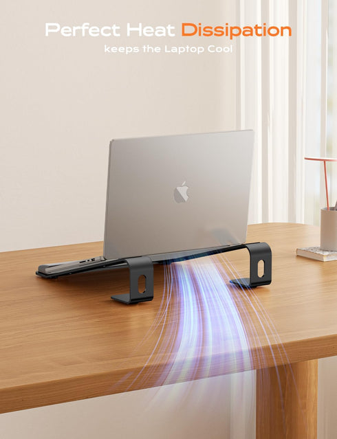 LOXP (10-17") Laptop Stand for Desk, Metal Laptop Stand with Wrist Support, Ergonomic Detachable Laptop Riser, Aluminum