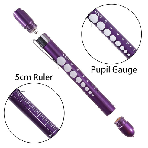 Aokin Pen Light with Pupil Gauge, Reusable LED Penlight Medical for Doctor Nurse Diagnostic etc, White Light, Sky Blue