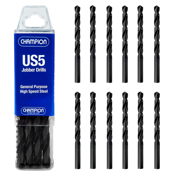 Champion Cutting Tool General Purpose Drill Bits for Metal and Wood, 12 PCS, 5/32 Inch
