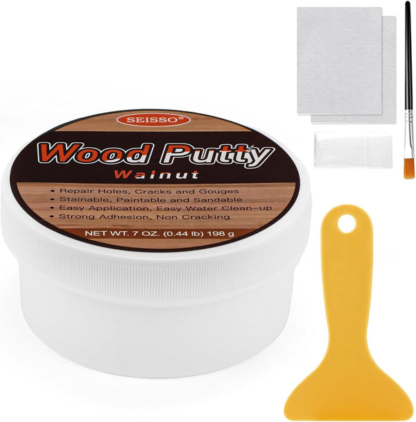 SEISSO Wood Filler, Walnut Wood Putty for Trim, Wood Filler Paintable, Stainable,