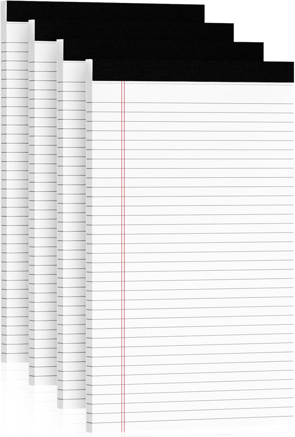 Note Pads 8.5 x 14 Wide Ruled, 4 Pack Legal Pads, 30 Sheets/Pad, White Lined Paper Tablets