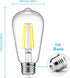 Ascher Dimmable Vintage LED Edison Bulbs, 6W, Equivalent 60W, Bright Daylight White 4000K, 80+ CRI, ST58 Antique LED Filament Bulbs, E26 Medium Base, Clear Glass, Pack of 4 by Ascher