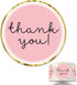 Chic Gold Thank You Labels, Round Pink Adhesive Stickers, 1.4 Inch, 500 Pack