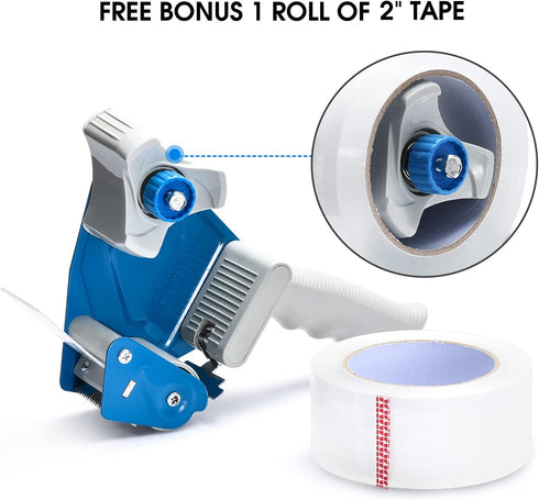Packing Tape Dispenser Gun, Pacific Mailer 3 Inch Tape Gun with 3 Inch Carton Packing Tape, Lightweight