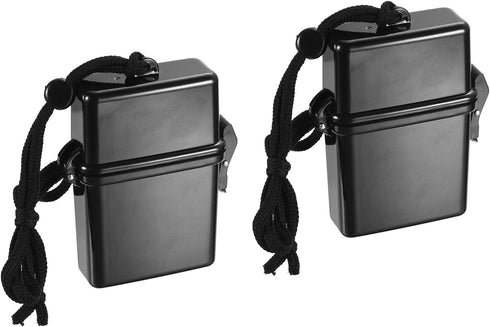 PATIKIL Waterproof ID Card Badge Holder: 2 Pack Floating Sports Case with Lanyard, Buoyant Case Box, Black