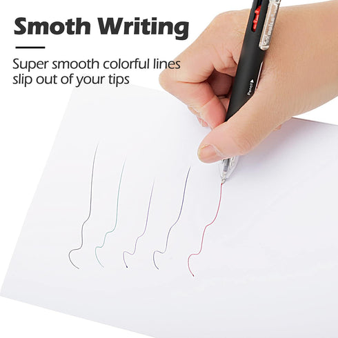 Baile 6 in 1 Multifunctional Pen, 0.7 mm Ballpoint Pen with 5 Colors and 0.5 mm Mechanical Pencil in One