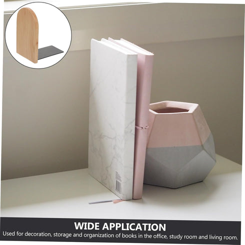 TEHAUX Wooden Bookend Desk Organizer Thickened Beech Wood Book Stand Practical Book Holder for Files Magazines Office