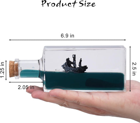 XEXBMNA Unsinkable Black Pearl Pirate Wavey Boat Toy Model Desk Acrylic Paperweight Liquid Wave Decorations for Car