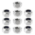 10Pcs M8 x 1.25mm Nylon Insert Hex Lock Nuts, 316 Stainless Steel for Machinery Shipbuilding, Silver Tone