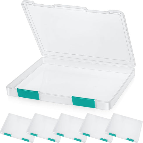 PerKoop 6 Pcs Clear A4 File Box - Document Plastic Storage Box Paper Case Board Game Storage Containers Magazine