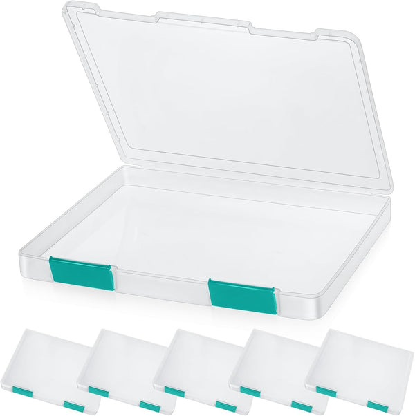 PerKoop 6 Pcs Clear A4 File Box - Document Plastic Storage Box Paper Case Board Game Storage Containers Magazine