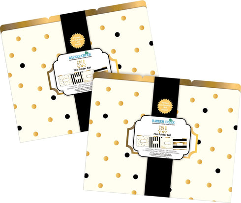 Barker Creek Gold Designer File Folders, Set of 24, Multi-Design, Letter-Size, 1/3 Cut Tabs